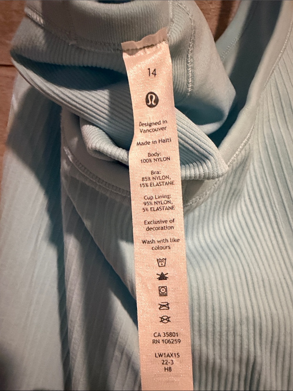New Lululemon Light Blue Ribbed Racerback Tank Top - Picture 2 of 6